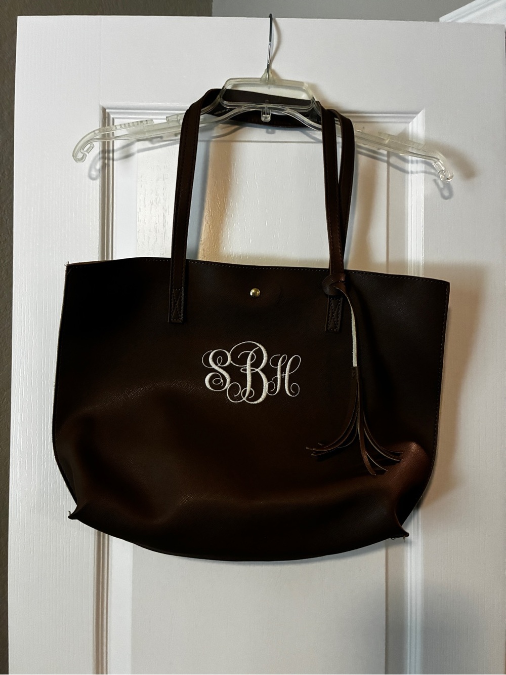 Monogrammed Brown Tote Bag - Classic Everyday Carry